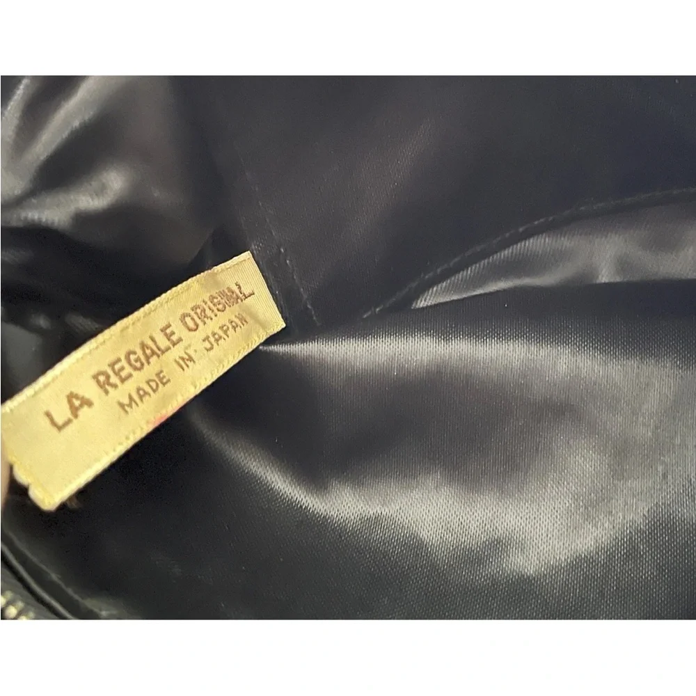 La Regale Black Beaded Purse Evening Bag Clutch Gray Bow Vintage 50s 60s Japan
